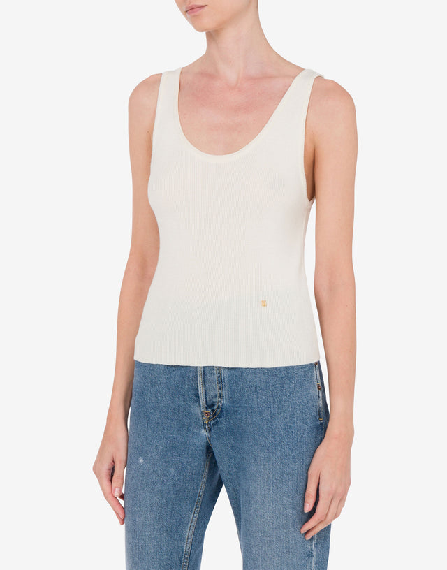 Knit Tank Top Golden M Ivory Moschino 1
