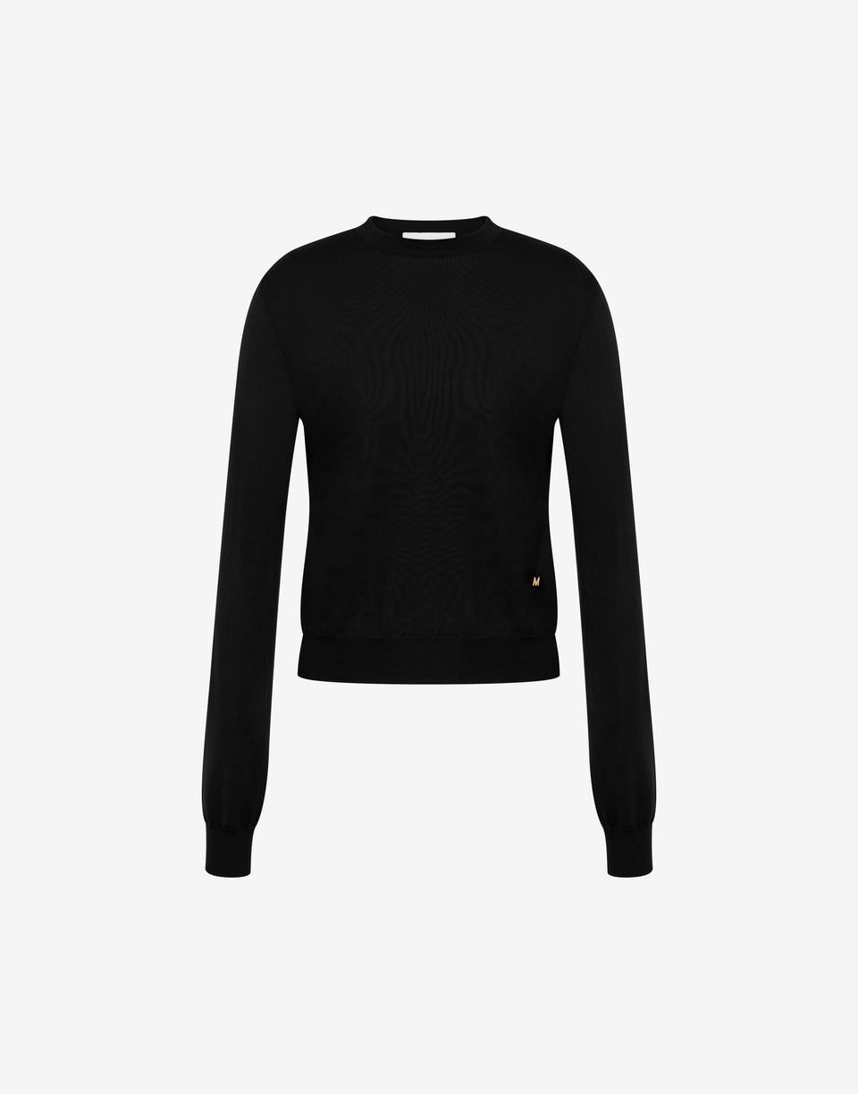 Wool and Silk Pullover Golden M  Moschino 0