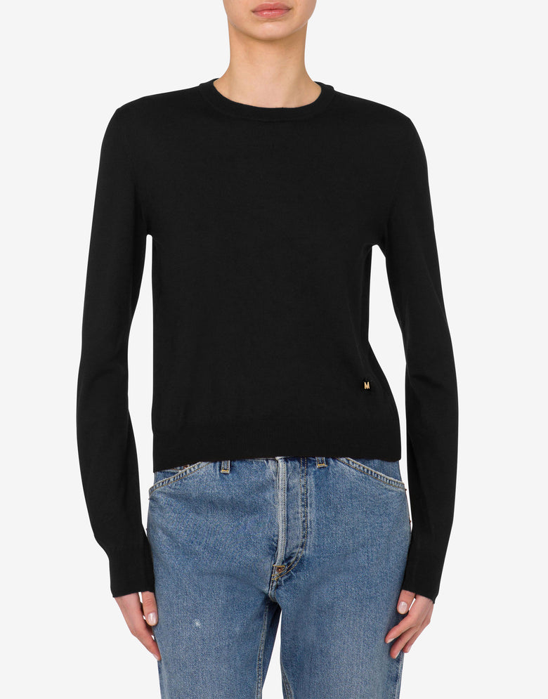 Wool and Silk Pullover Golden M  Moschino 1
