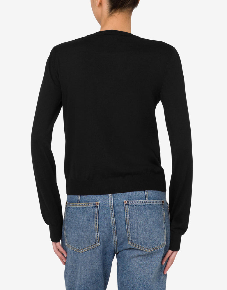 Wool and Silk Pullover Golden M  Moschino 2