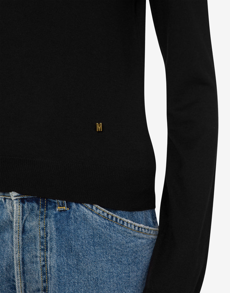 Wool and Silk Pullover Golden M  Moschino 3