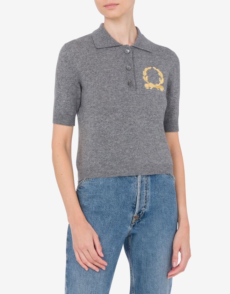 Laurel Crown Logo Polo de punto  Gris Moschino 1
