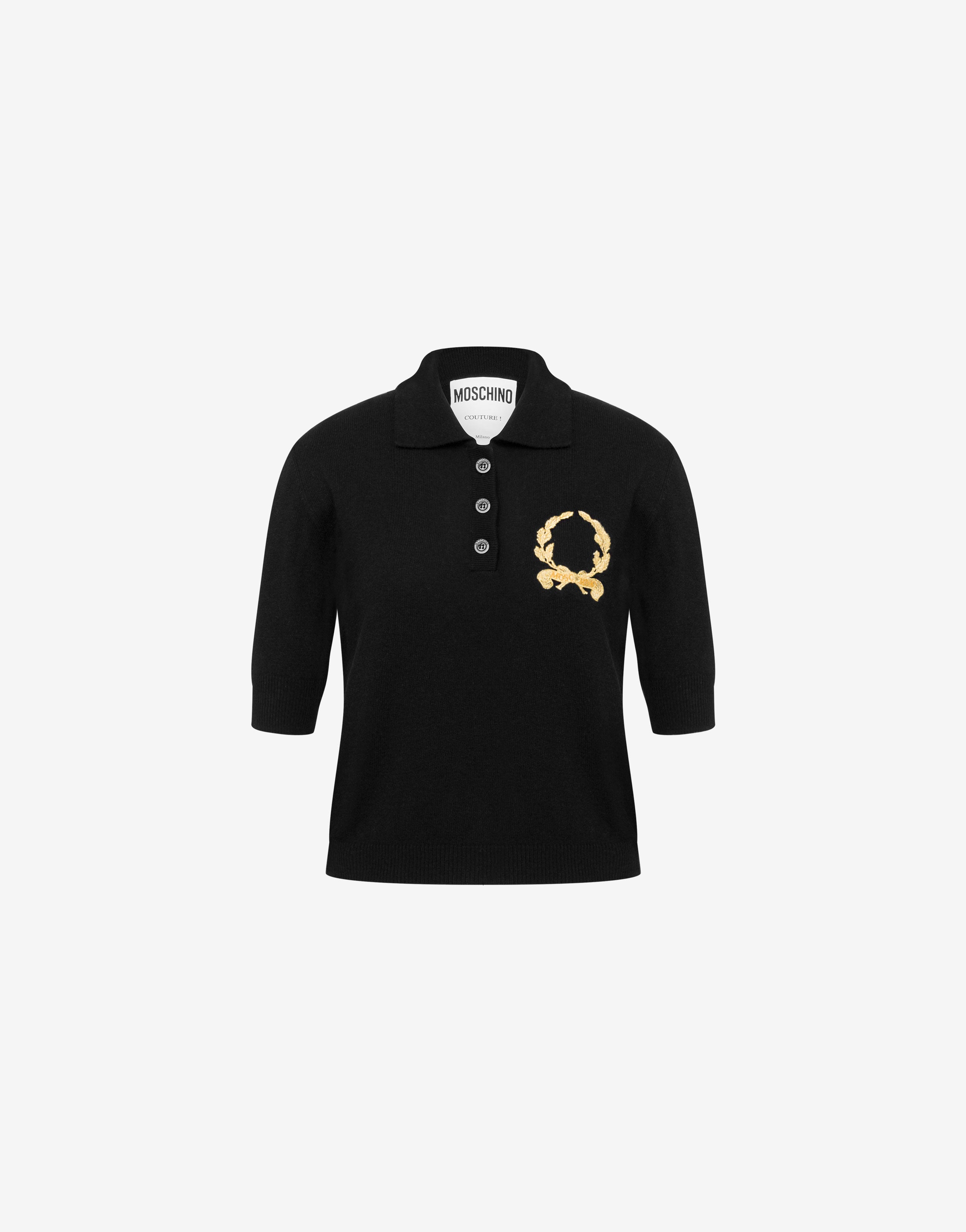 Knit Polo Shirt Laurel Crown Logo | Moschino