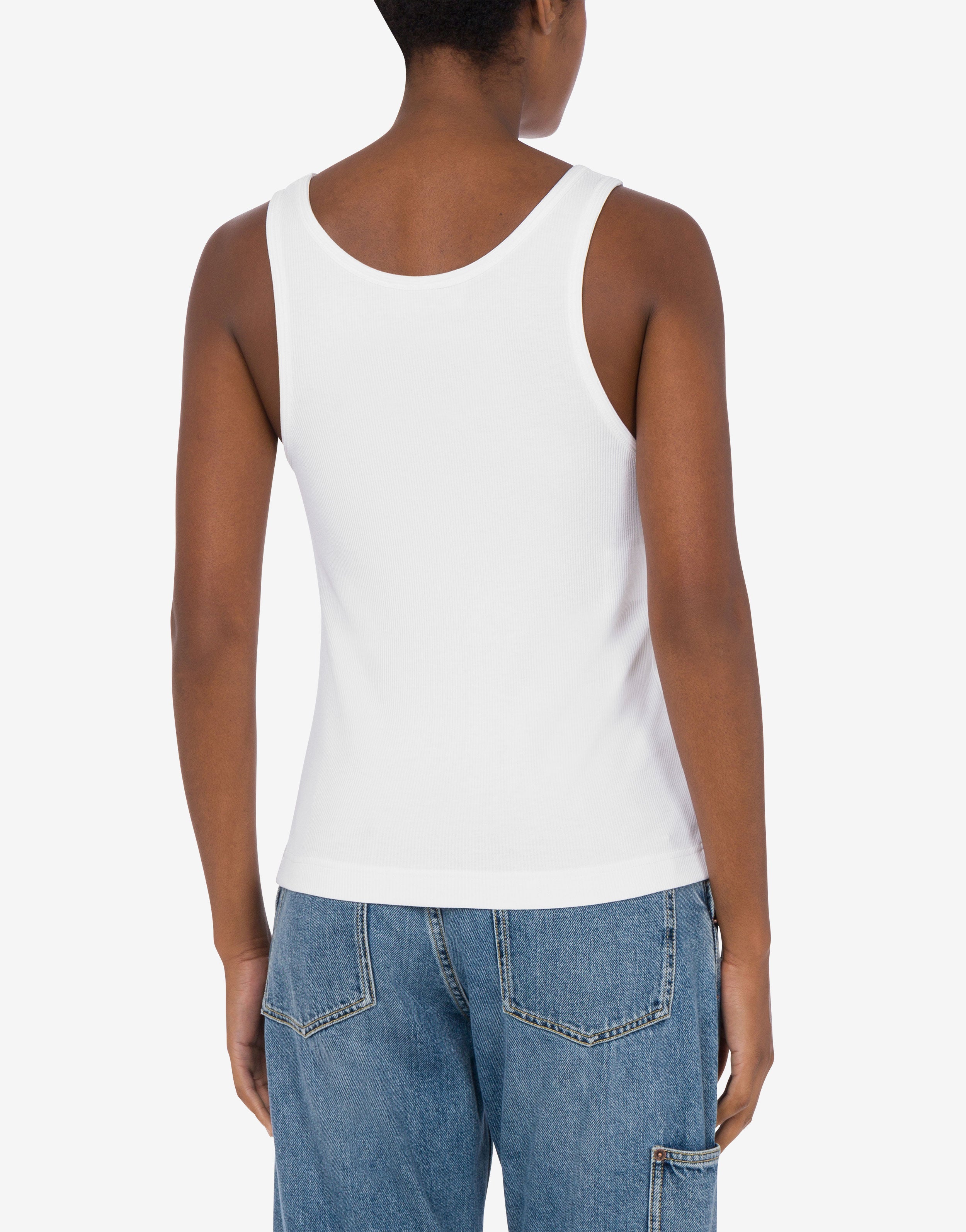 Stretch Cotton Tank Top Laurel Crown Logo | Moschino