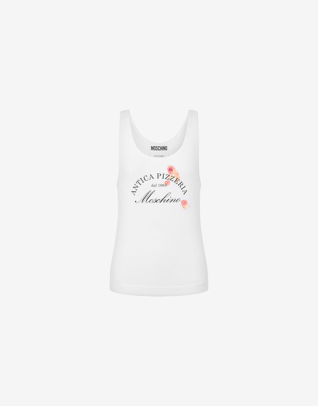 Stretch Cotton Tank Top Antica Pizzeria White Moschino 0