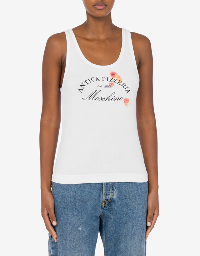 Stretch Cotton Tank Top Antica Pizzeria White Moschino 1