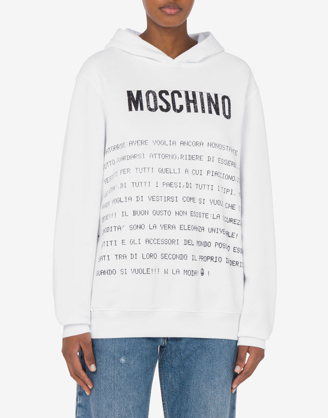 Hoodie Archive Message White Moschino 1