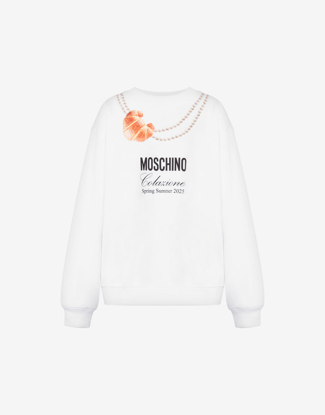 Organic Cotton Hoodie Moschino Breakfast White Moschino 0