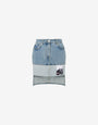 Denim mini skirt with patches