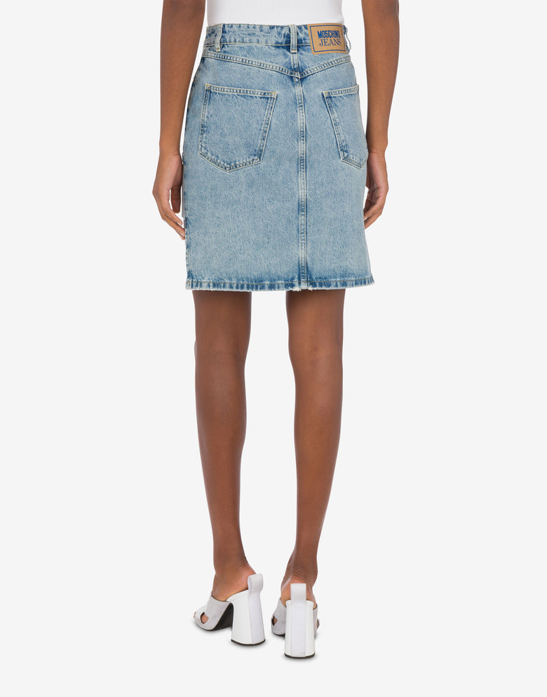 Denim mini skirt with patches Blue Denim Moschino Jeans 2