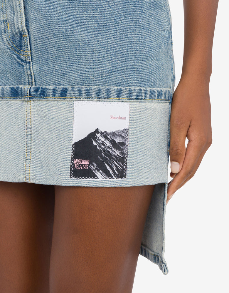 Denim mini skirt with patches Blue Denim Moschino Jeans 3