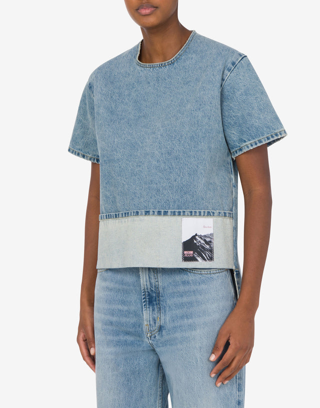 Blouse en denim avec patchs Blue denim Moschino Jeans 1