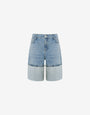 Denim bermuda shorts with turn-up