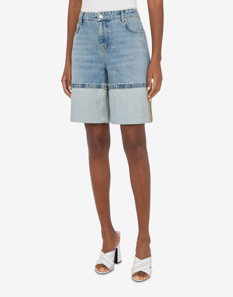 Denim bermuda shorts with turn-up Blue Denim Moschino Jeans 1