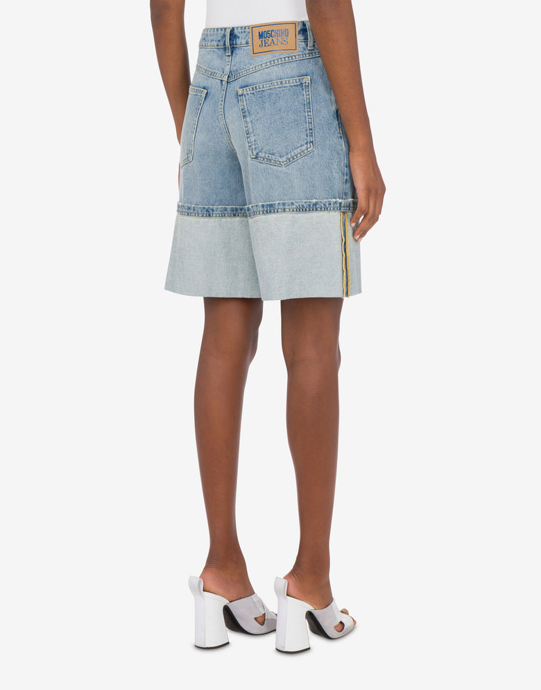 Denim bermuda shorts with turn-up Blue Denim Moschino Jeans 2
