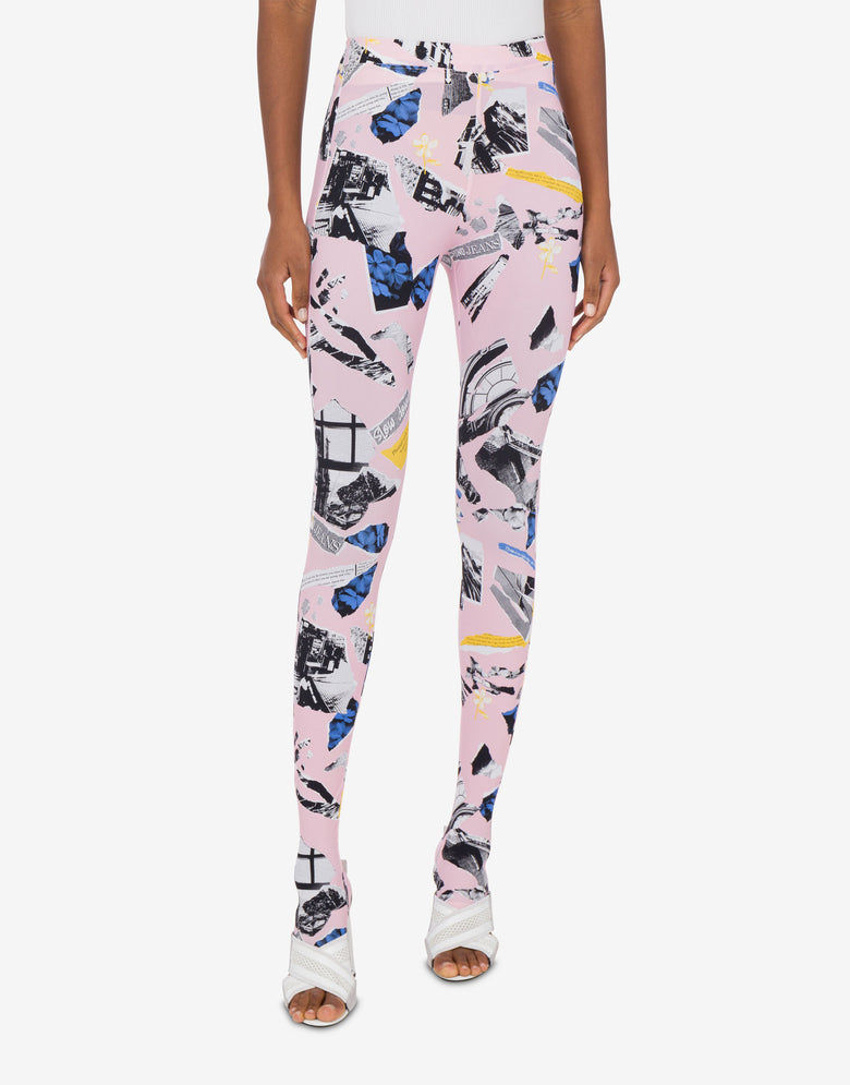 Lycra leggings Punk Print Pink Moschino Jeans 1