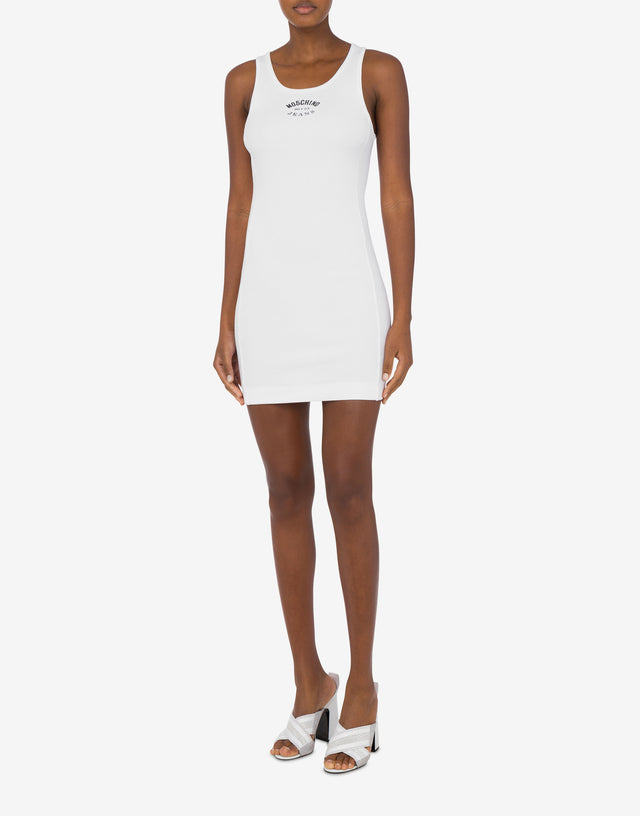 Stretch cotton dress with logo White Moschino Jeans 1