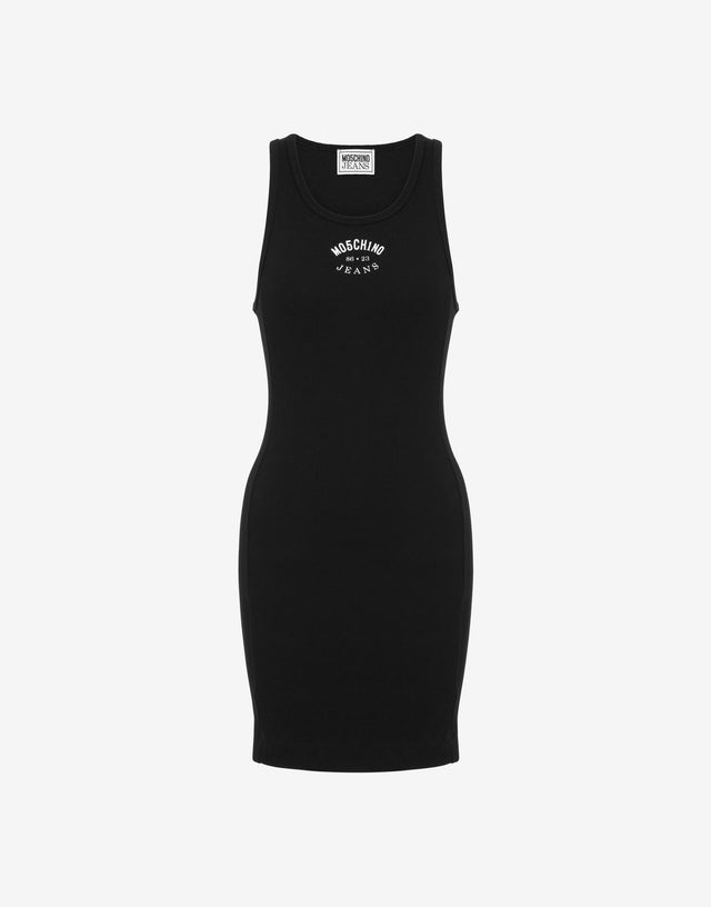 Stretch cotton dress with logo Black Moschino Jeans 0