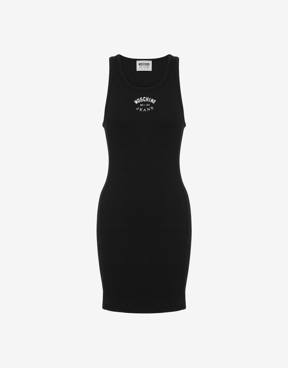 Stretch cotton dress with logo Black Moschino Jeans 0