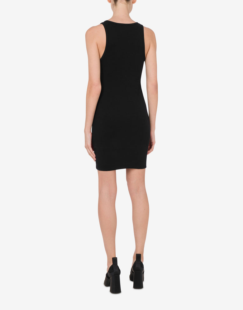 Stretch cotton dress with logo Black Moschino Jeans 2