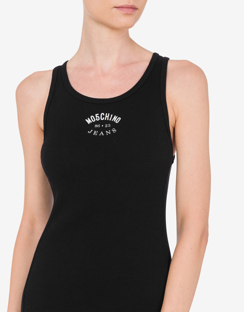 Stretch cotton dress with logo Black Moschino Jeans 3