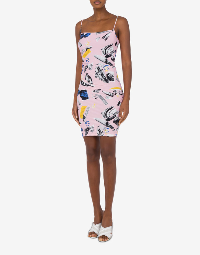 Lycra dress Punk Print Pink Moschino Jeans 1