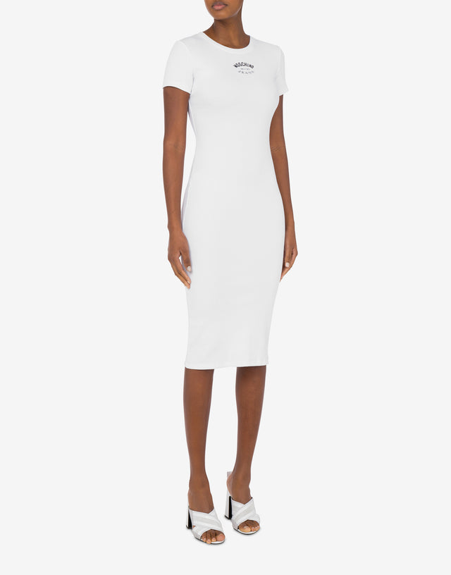 Ribbed stretch cotton dress White Moschino Jeans 1