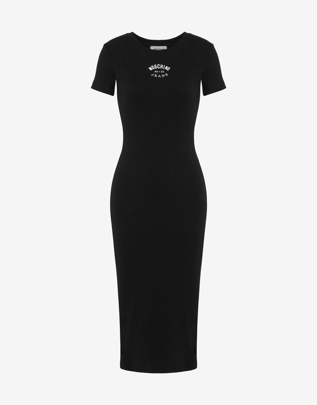 Ribbed stretch cotton dress Black Moschino Jeans 0