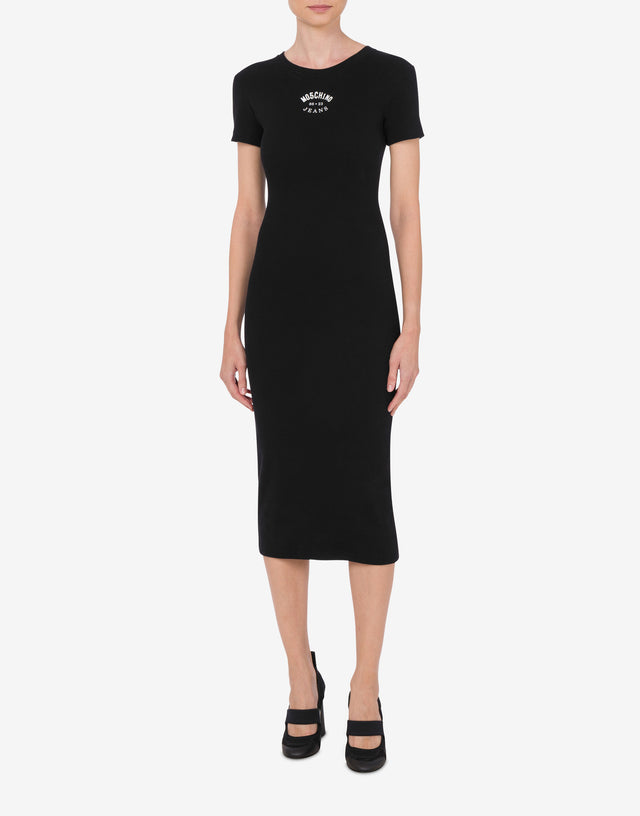 Ribbed stretch cotton dress Black Moschino Jeans 1