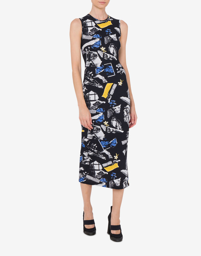 Long lycra dress Punk Print Black Moschino Jeans 1