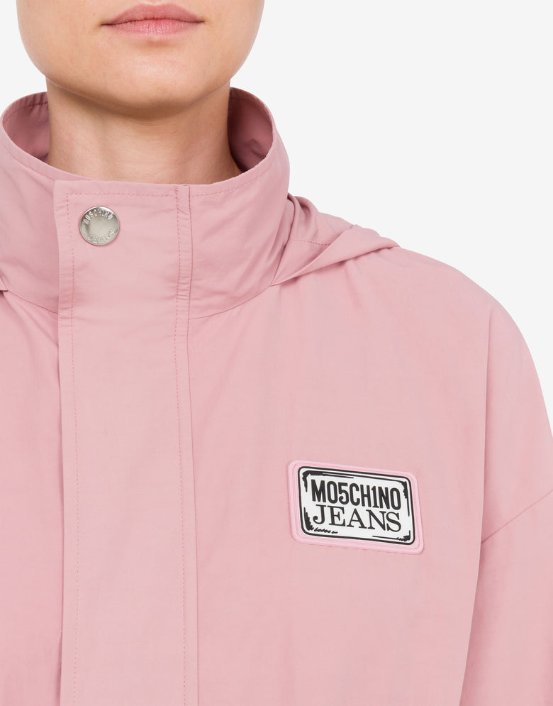 Technical cotton trench Rubber Logo Pink Moschino Jeans 3