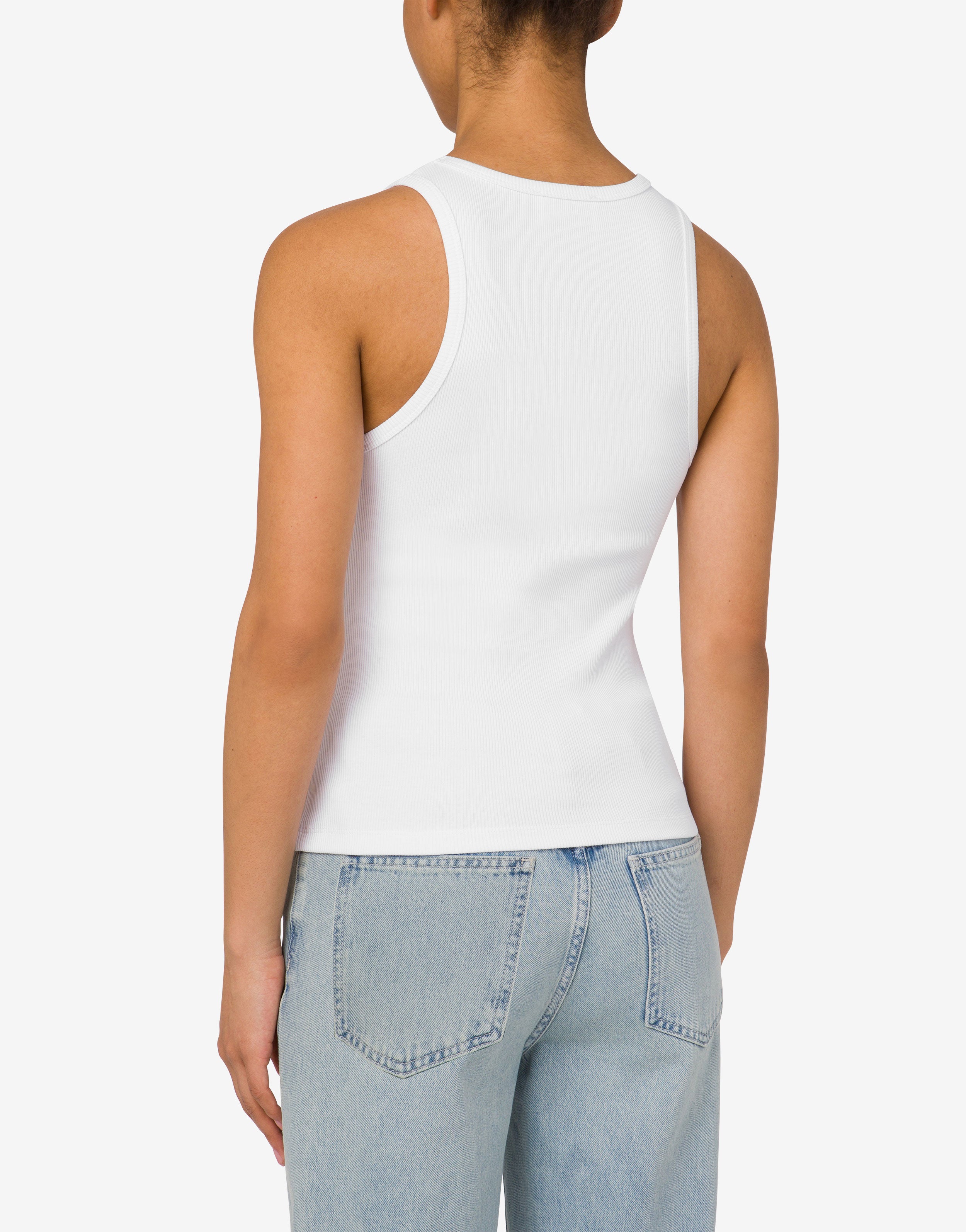 MO5CH1NO JEANS ホワイトタンクトップ Stretch cotton tank top with logo Moschino Jeans | Moschino