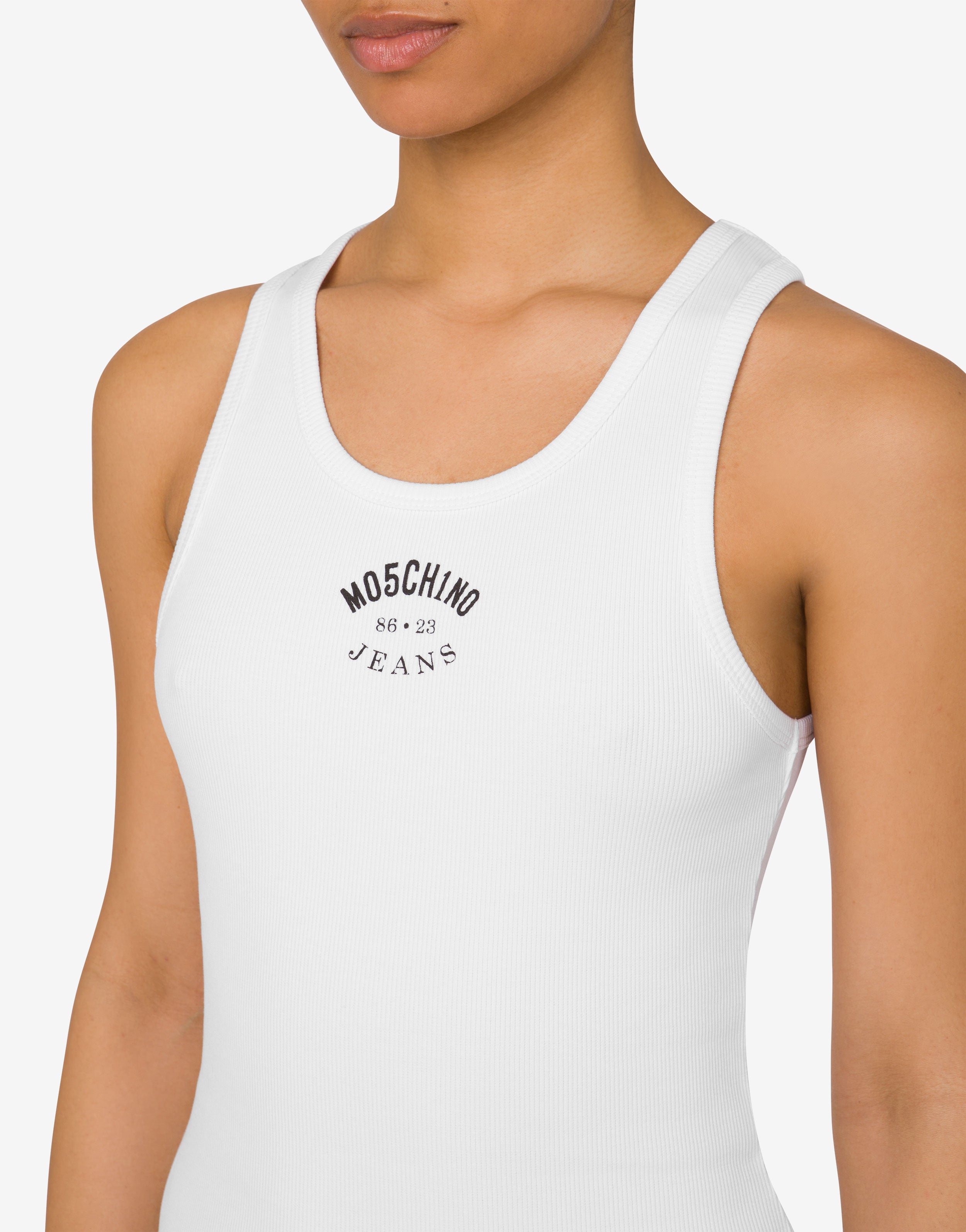 Stretch cotton tank top with logo Moschino Jeans | Moschino