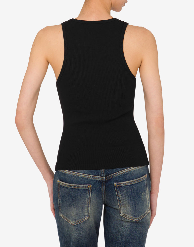 Camiseta de tirantes de algodón elástico con logotipo Negro Moschino Jeans 2