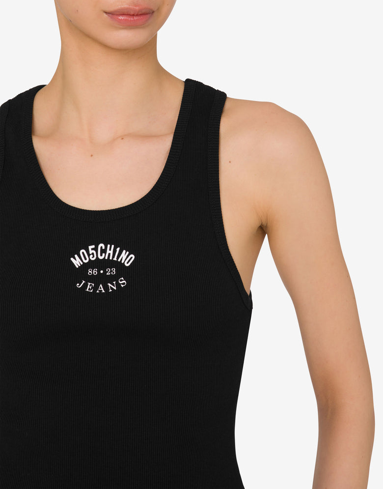Camiseta de tirantes de algodón elástico con logotipo Negro Moschino Jeans 3