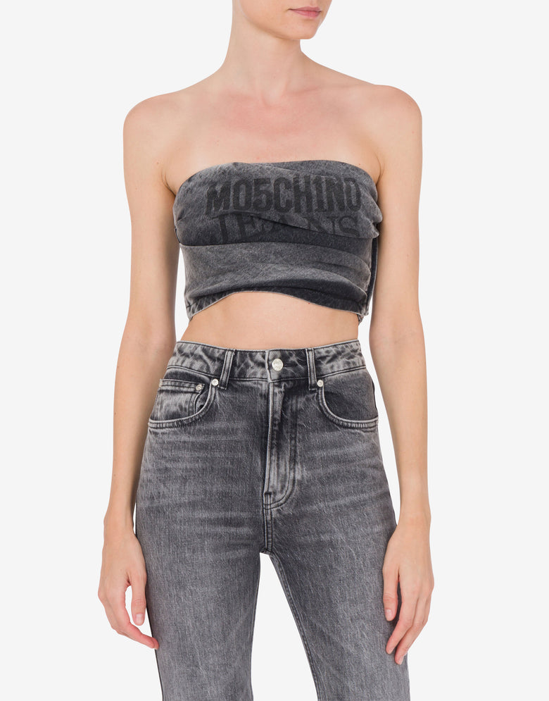 Stretch-Denim-Bustier-Top Dunkelgrau Moschino Jeans 1