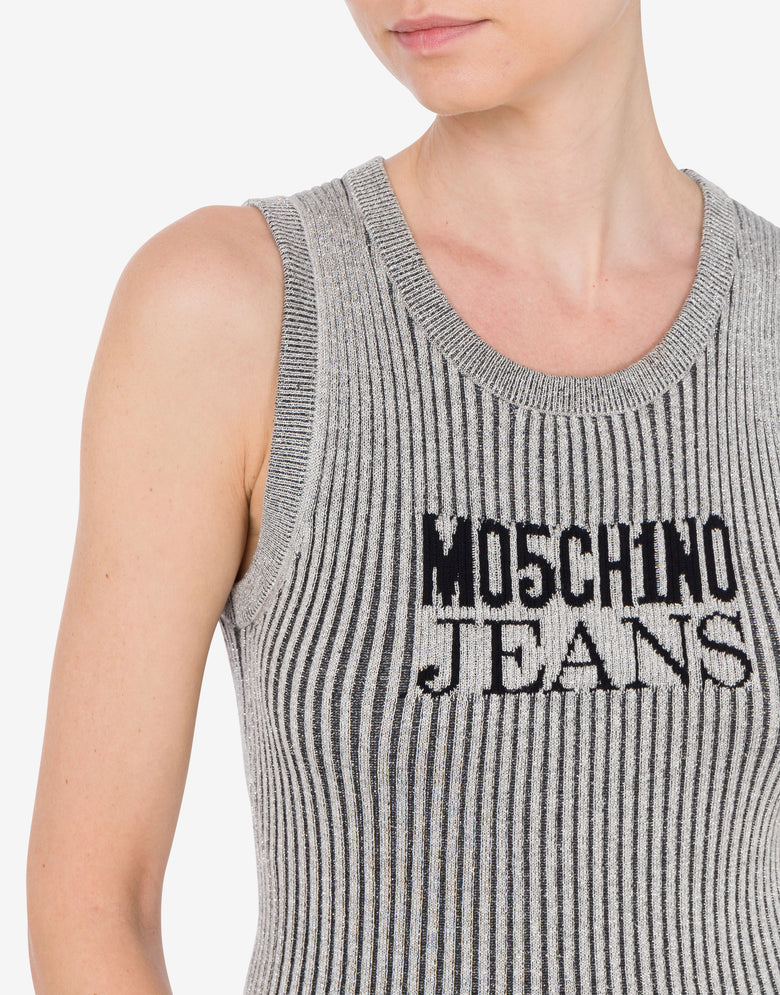 Top in maglia lurex con logo	 Argento Moschino Jeans 3