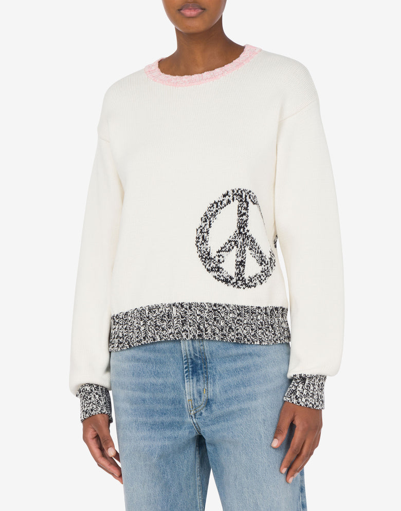 Baumwoll- und Nylonpullover Urban Elfenbein Moschino Jeans 1