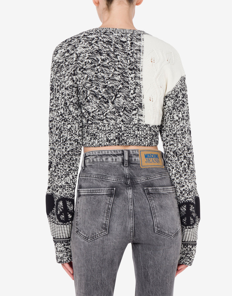 Cropped Baumwoll- und Nylonpullover Urban Grau Moschino Jeans 2