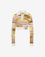 Cropped multicolor cotton and nylon pullover