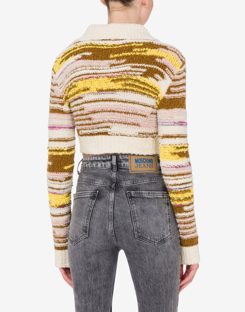 Cropped multicolor cotton and nylon pullover Ivory Moschino Jeans 2