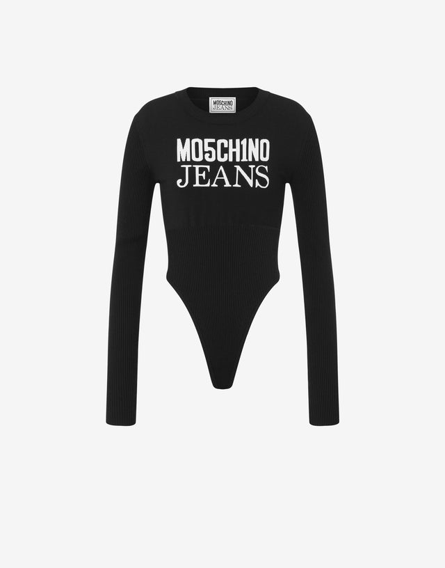 Body en viscose stretch avec logo Noir Moschino Jeans 0