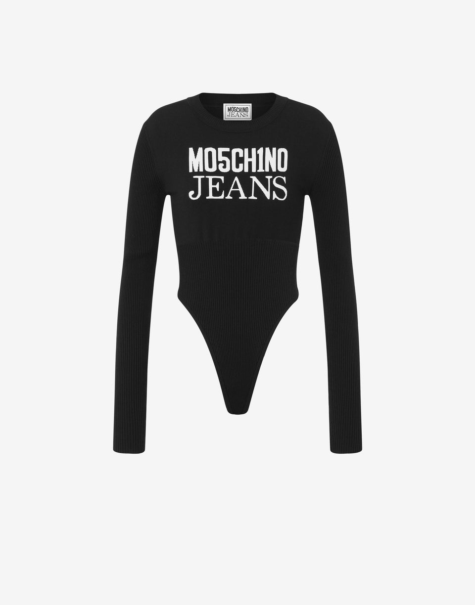 Body de viscosa elástica con logotipo Negro Moschino Jeans 0