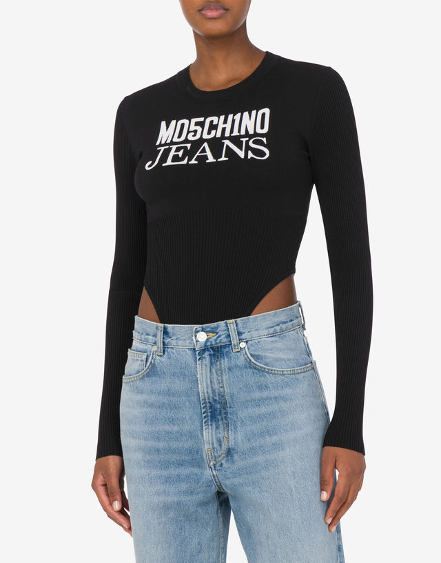Body en viscose stretch avec logo Noir Moschino Jeans 1