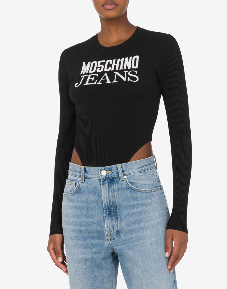 Body de viscosa elástica con logotipo Negro Moschino Jeans 1