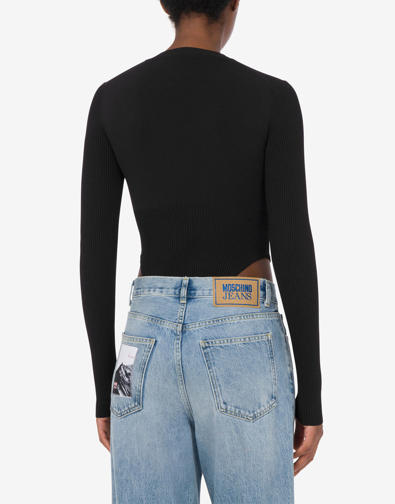 Body de viscosa elástica con logotipo Negro Moschino Jeans 2