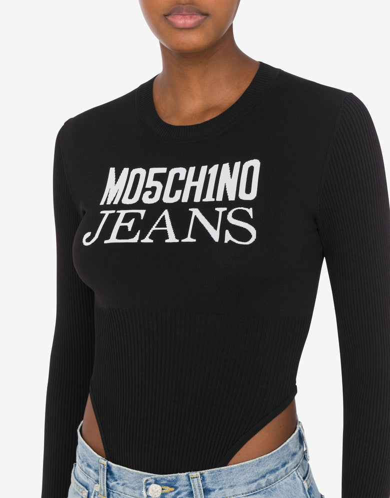 Body de viscosa elástica con logotipo Negro Moschino Jeans 3