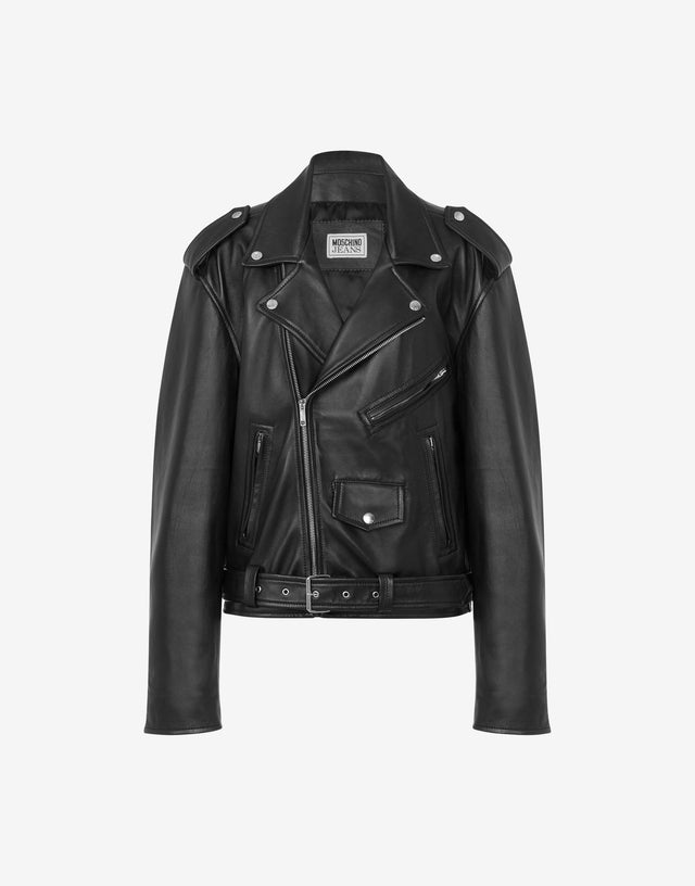Biker en cuir Punk Print Noir Moschino Jeans 0