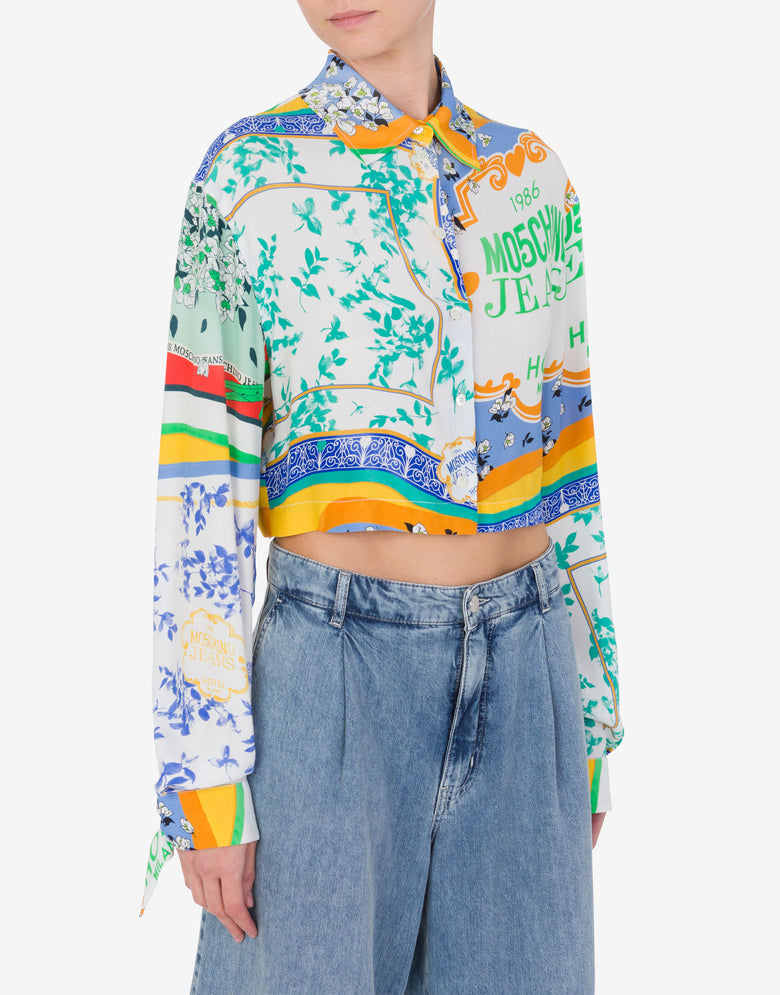 Shirt in crêpe Scarf Print Multicoloured Moschino Jeans 1