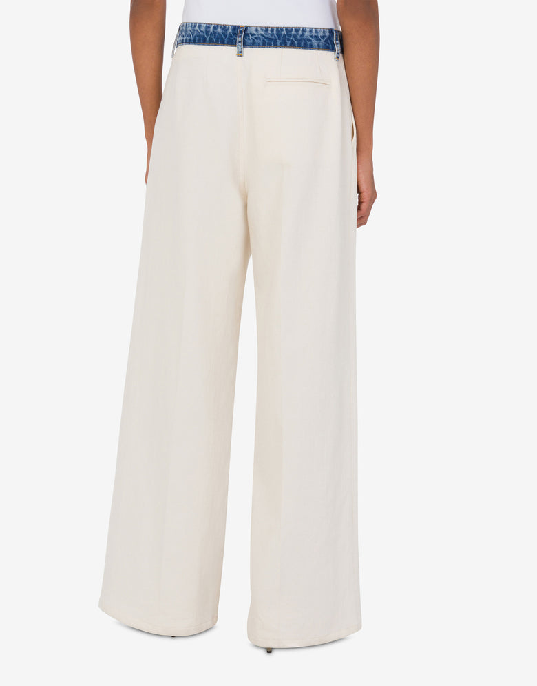 Textured stretch cotton pants Ivory Moschino Jeans 2